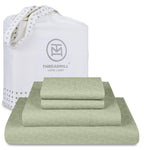 Threadmill 500 Thread Count Queen Size 4 Pc Luxury Cotton Bedding Set, Jacquard Floria Sage Green, Silky Smooth Sheets with 16''