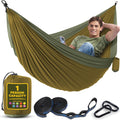 Durable Hammock 400 lb Capacity, Nylon Camping Hammock Chair - Double or Single Sizes w/Tree Straps and Attached Carry Bag - Por
