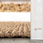 Nuloom Ashli Solid Farmhouse Jute Runner Rug, 2' 6'' X 12', Natural