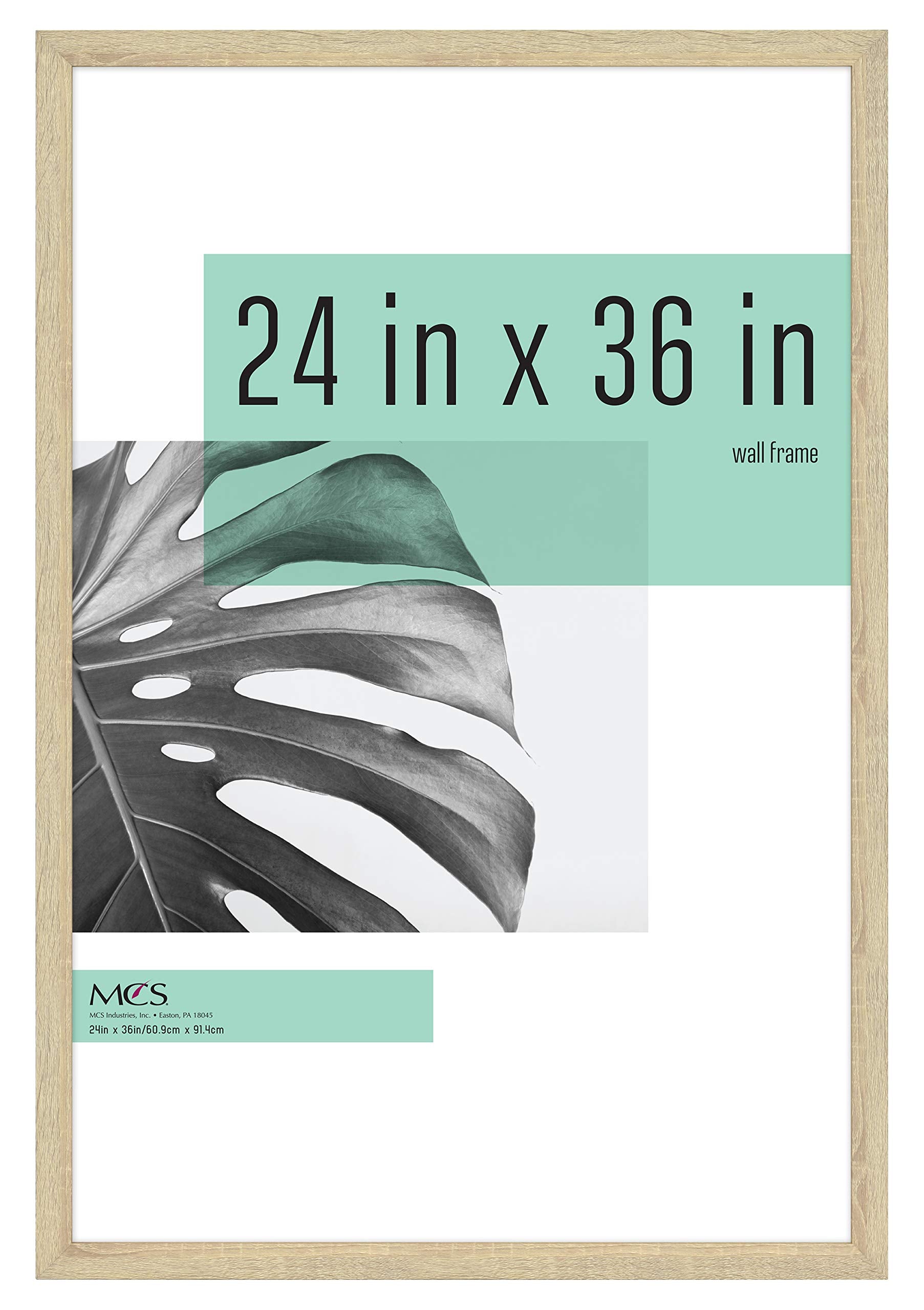 MCS Studio Gallery 24x36 Poster Frame Natural Woodgrain, Vertical & Horizontal Wall Hanging Large Picture Frame for Photos, Post
