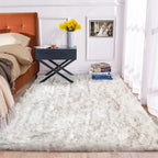 ORINOVA White and Grey Rug 8x10 Area Rugs for Living Room Machine Washable Shag Faux Sheepskin Furry Fur Rug Large Nursery Recta