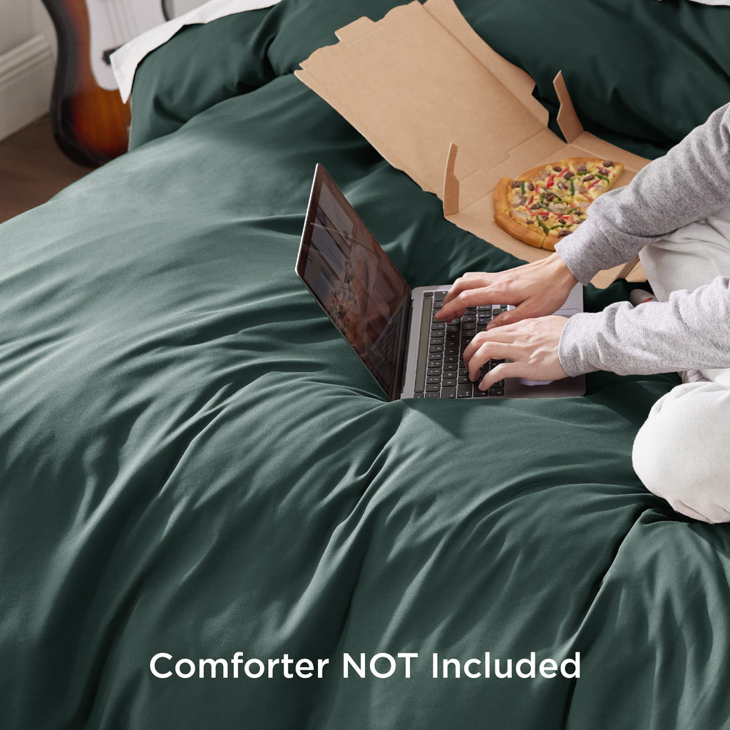 Bedsure Twin/Twin Xl Duvet Cover Kids - Soft Double Brushed Duvet Cover Twin, 2 Pcs, Includes 1 Forest Green Kids' Duvet Cover (