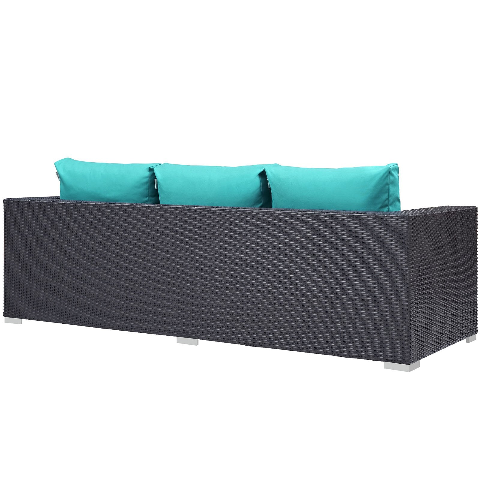 Modway Convene Wicker Rattan Outdoor Patio Sofa In Espresso Turquoise