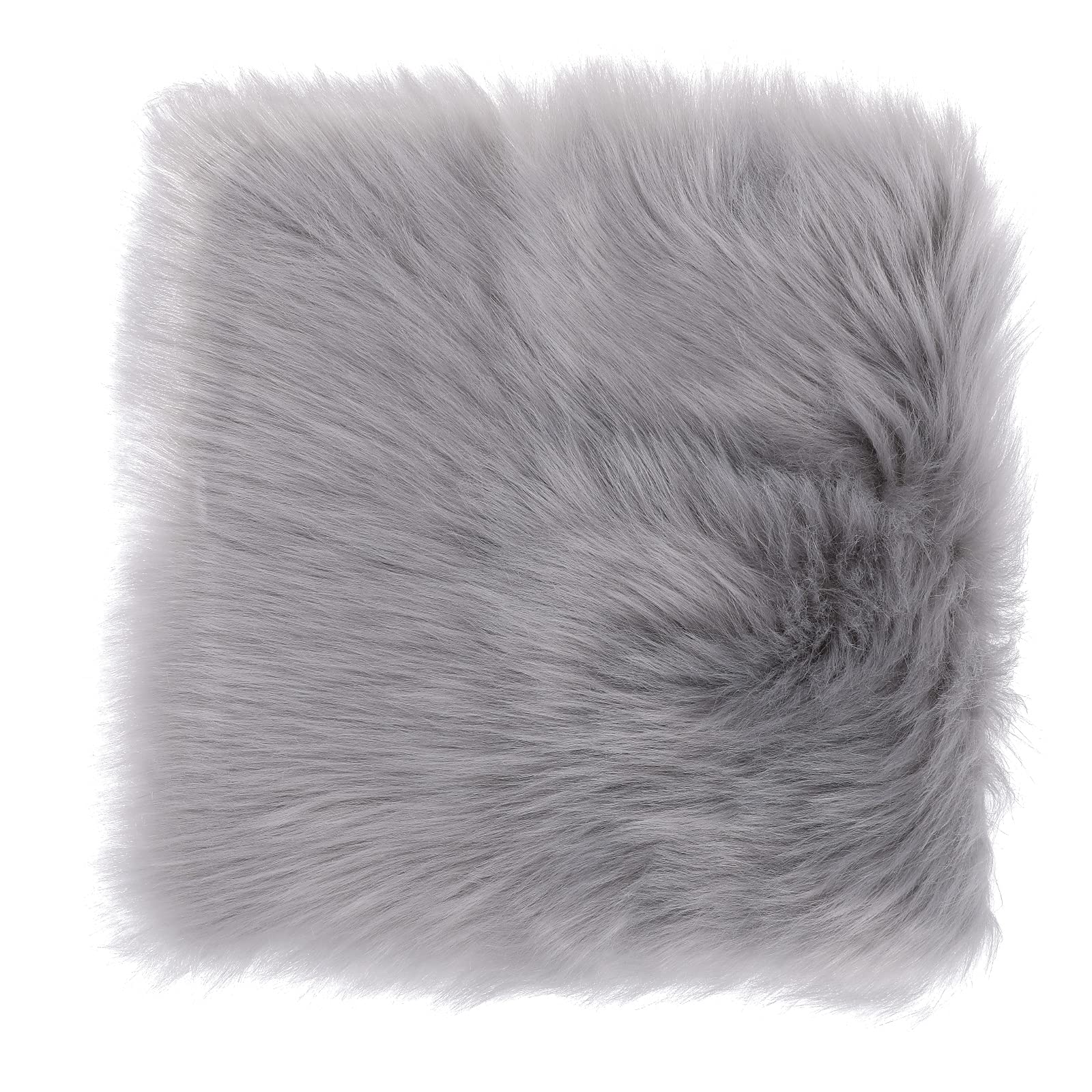 Molain Faux Fur Chair Pad 12 inch Square Cover Seat Cushion Carpet Mat Soft Fluffy Area Rug Couch for Living Bedroom Sofa,Photog