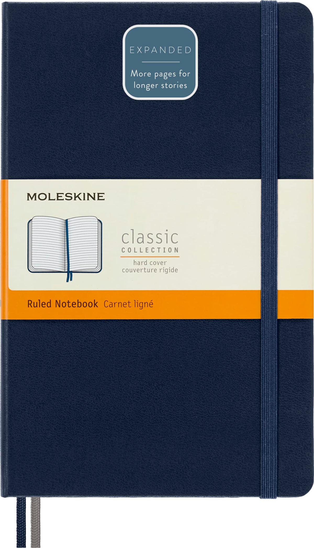 Moleskine Classic Expanded Notebook, Hard Cover, Large (5' X 8.25') Ruled/Lined, Sapphire Blue, 400 Pages