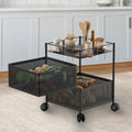 Amazon Brand  Solimo 360 Revolving Preassembled Portable 2 Layer Square Multipurpose Storage Kitchen Rack Carbon Steel Fruit Ve