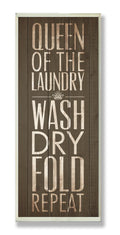 Stupell Home D  cor Queen Of Laundry Typography Black Bathroom Wall Plaque, 7 x 0.5 x 17, Proudly Made in USA