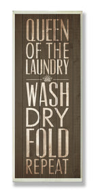 Stupell Home D  cor Queen Of Laundry Typography Black Bathroom Wall Plaque, 7 x 0.5 x 17, Proudly Made in USA