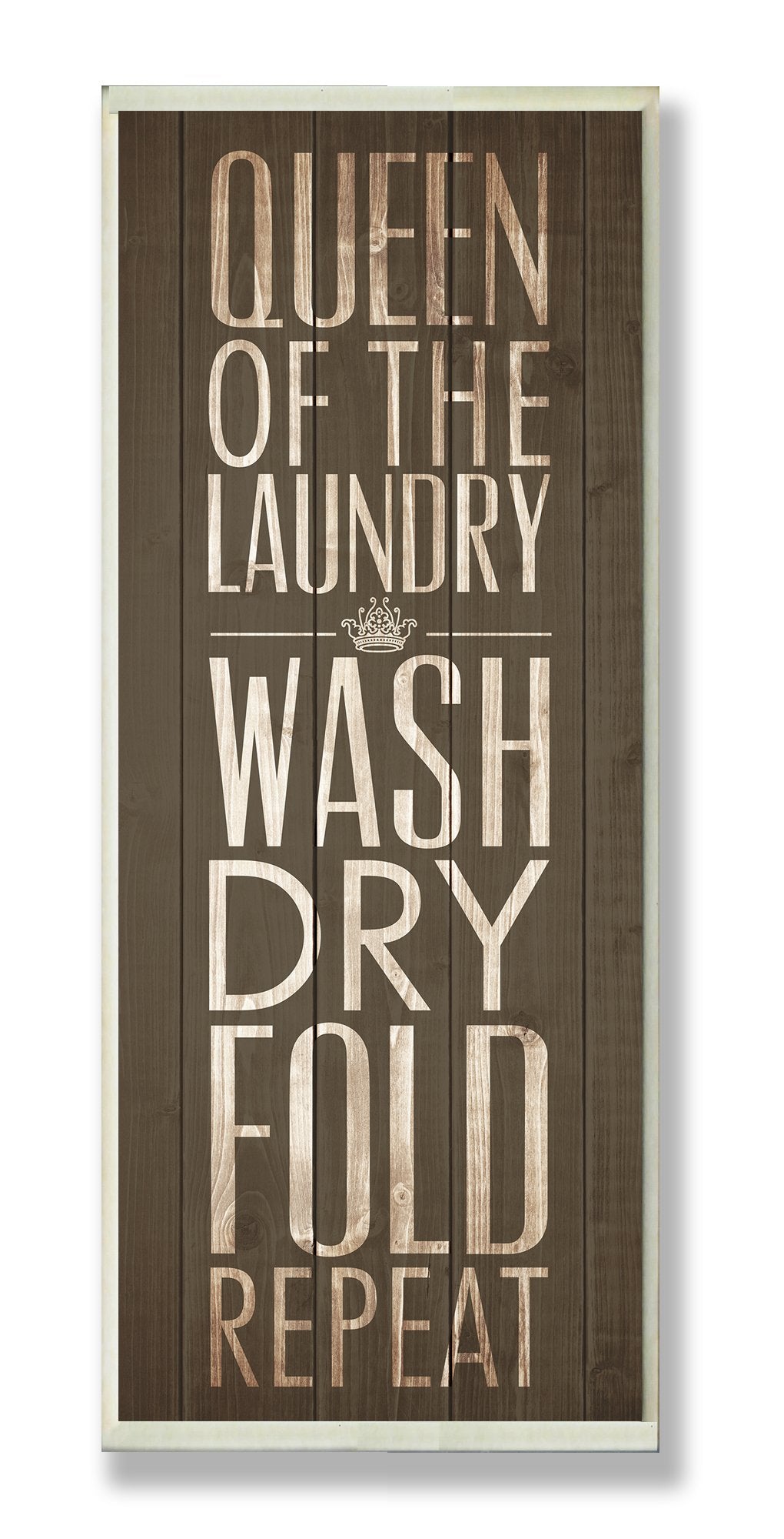 Stupell Home D  cor Queen Of Laundry Typography Black Bathroom Wall Plaque, 7 x 0.5 x 17, Proudly Made in USA