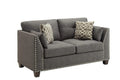 HomeRoots Linen, Eucalyptus, Plywoo 58" X 31" X 35" Light Charcoal Linen Loveseat