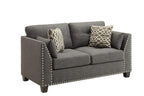 HomeRoots Linen, Eucalyptus, Plywoo 58" X 31" X 35" Light Charcoal Linen Loveseat