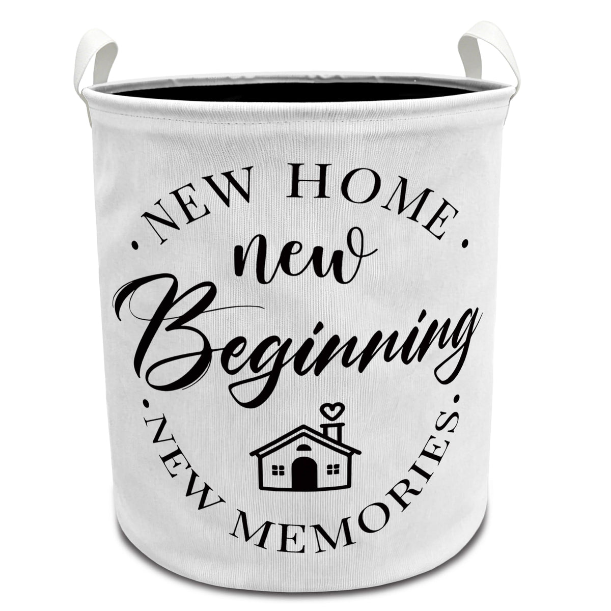 EVIHCG House Warming Gifts New Home Laundry Basket with Handles, New Home Beginning Memories Collapsible Waterproof Laundry Hamp