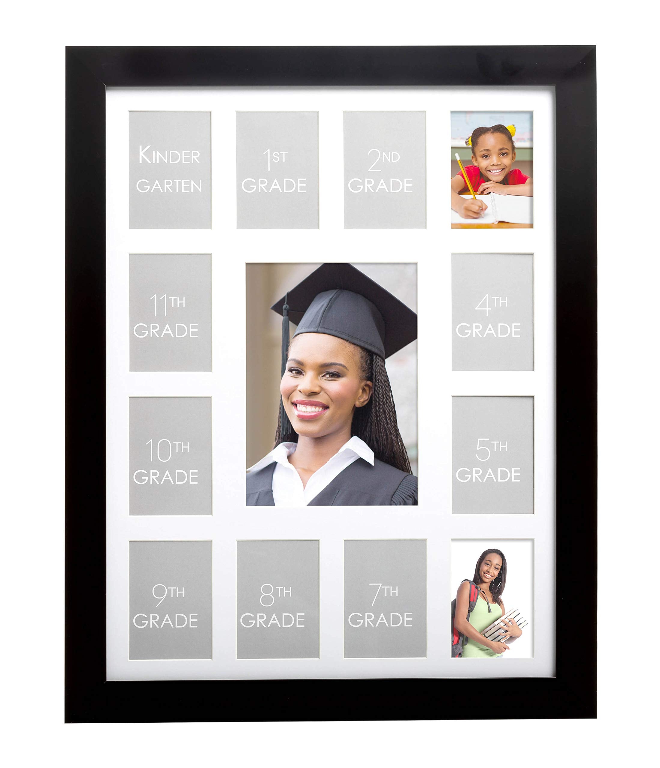Kate & Milo School Days Frame, Holds 13 Photos k-12, Kindergarten to High School Picture Frame, Graduation Party Decorations, Mu