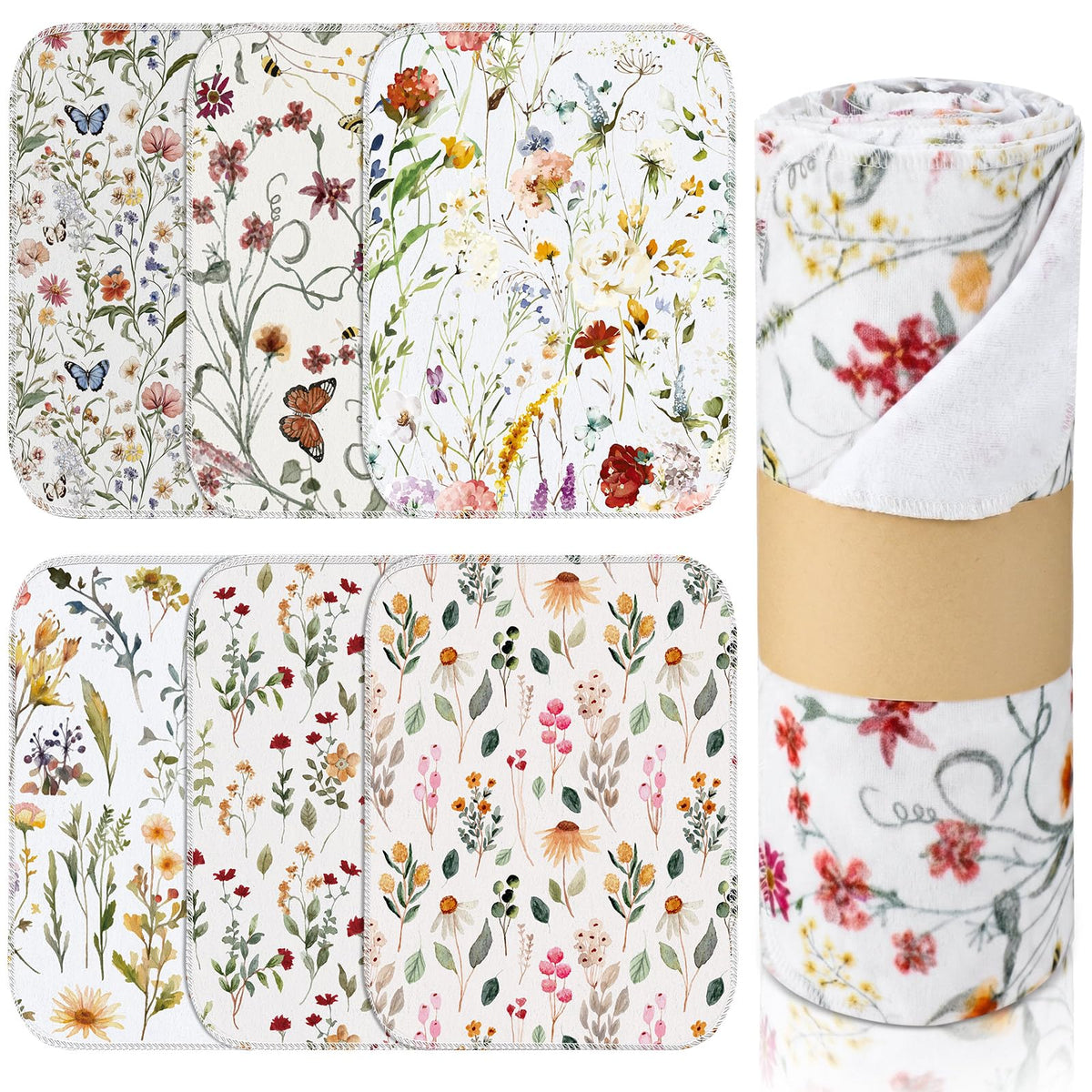 Noveread 36 Pack Reusable Kitchen Cloths Cotton Towels, Vintage Wildflower