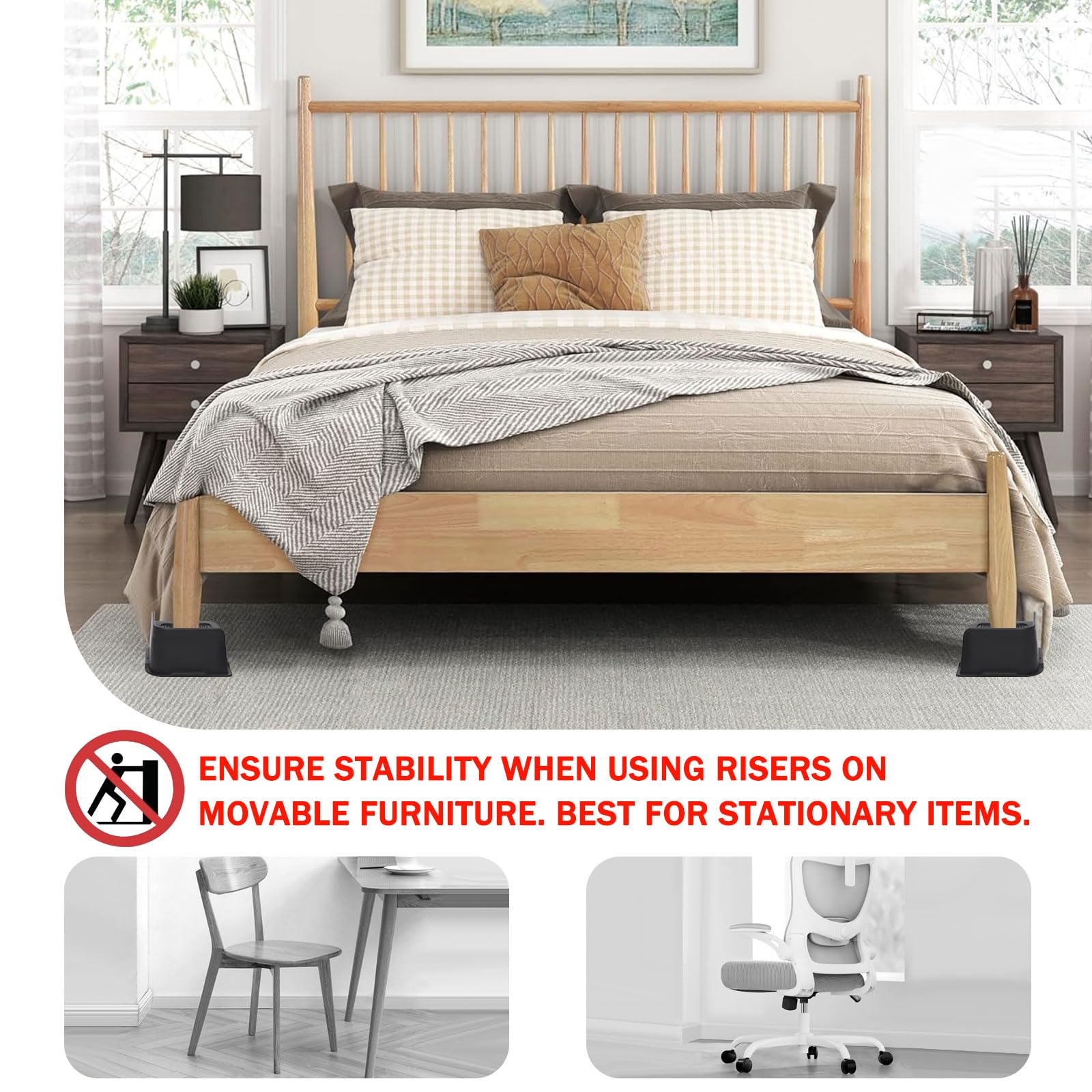 Annkut Bed Risers 3 Inch Heavy Duty, Furniture Risers For Bed Desk Table Sofa Couch,Oversized Bed Lifts Risers,Support Up To 500