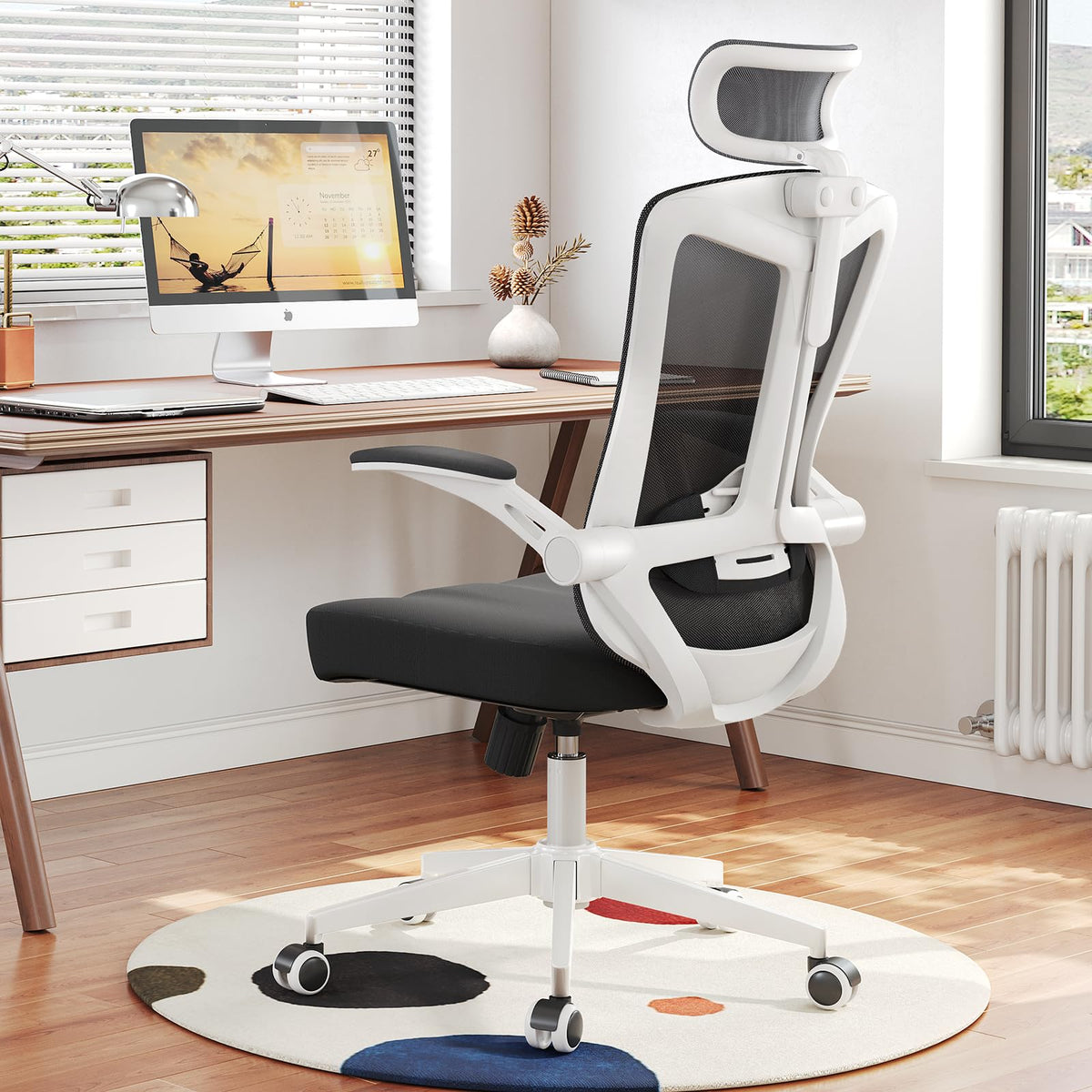 Sichy Age Ergonomic Office Chair - Adjustable Heavy Duty Mesh Computer Desk Chair With Wheels, Armrests & Lumbar Support - Comfo