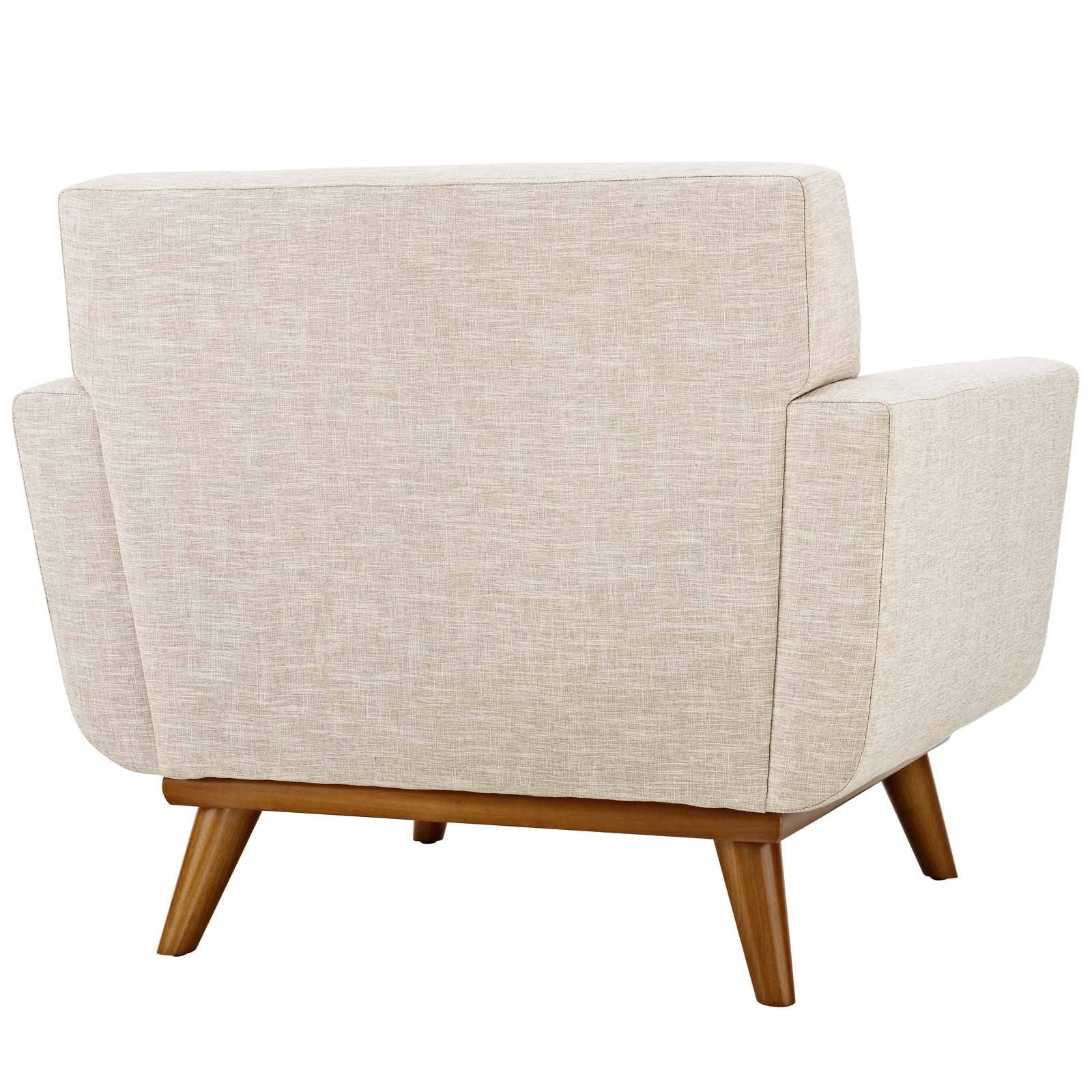 Modway Engage Mid-Century Modern Upholstered Fabric Accent Arm Lounge Chair In Beige, Armchair