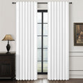 BrightWhite Linen 86 Inch 100% Blackout Curtains for Bedroom, Pleated Heading Tape Ring Clips Back Tab Thermal Custom Made Windo