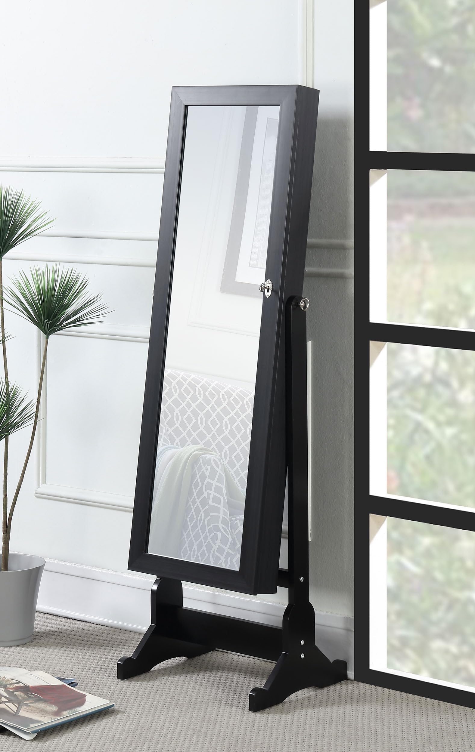 Coaster Home Furnishings Tutuola Cheval Mirror with Jewelry Storage Black