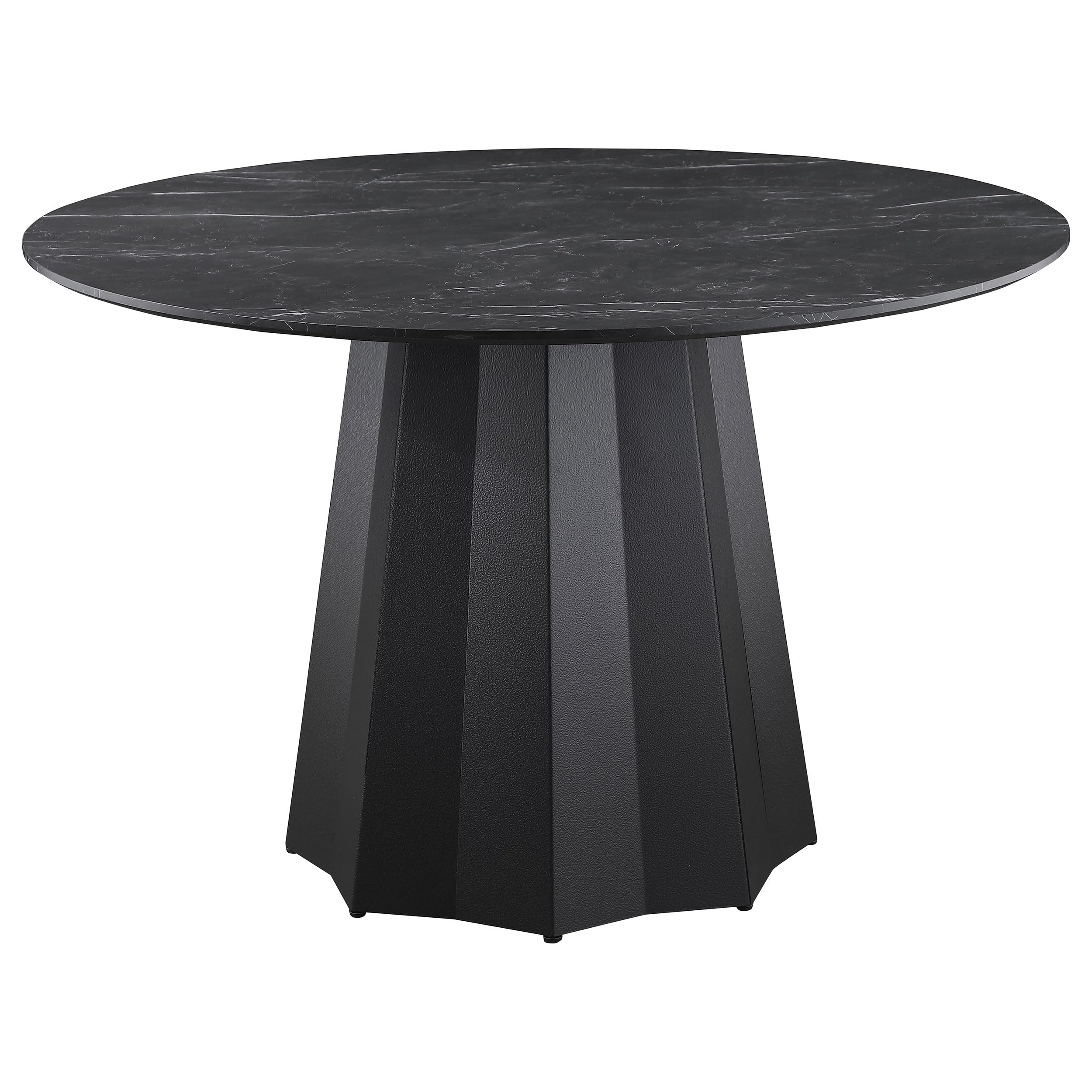 Coaster Home Furnishings Camden Round 48-Inch Faux Marble Top Dining Table Black