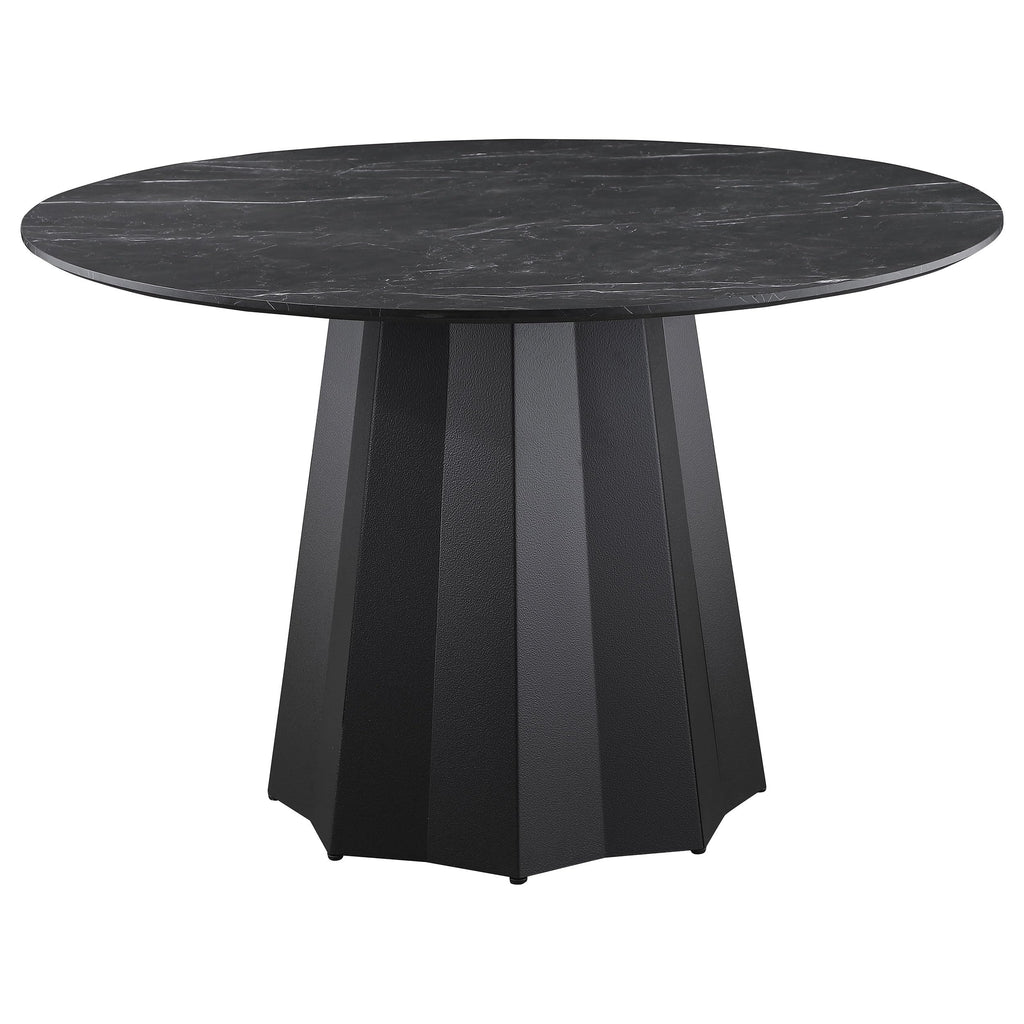 Coaster Home Furnishings Camden Round 48-Inch Faux Marble Top Dining Table Black