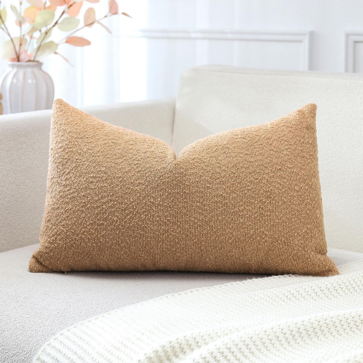 Otostar Set Of 1 Textured Boucle Throw Pillow Covers Square Pillow Cases Cozy Soft Decorative Couch Cushion Case For Chair Sofa