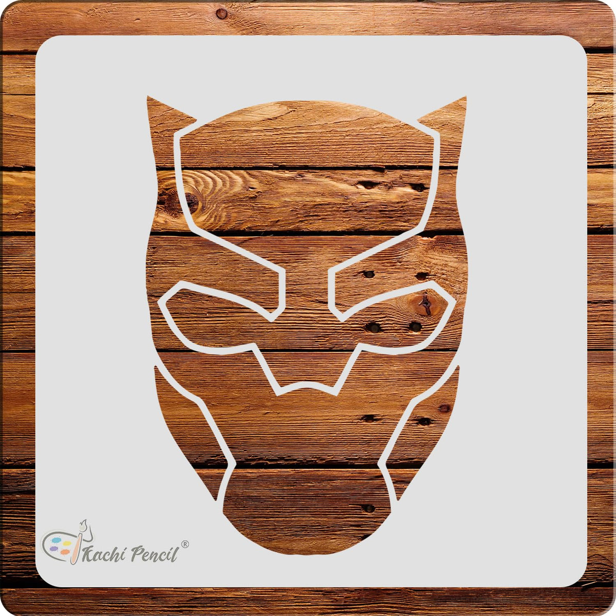 Kachi Pencil Black Panther Stencils for Art and Craft Painting, Size 6 x 6 inch Reusable Stencil for Painting, Fabric, Glass, Wa
