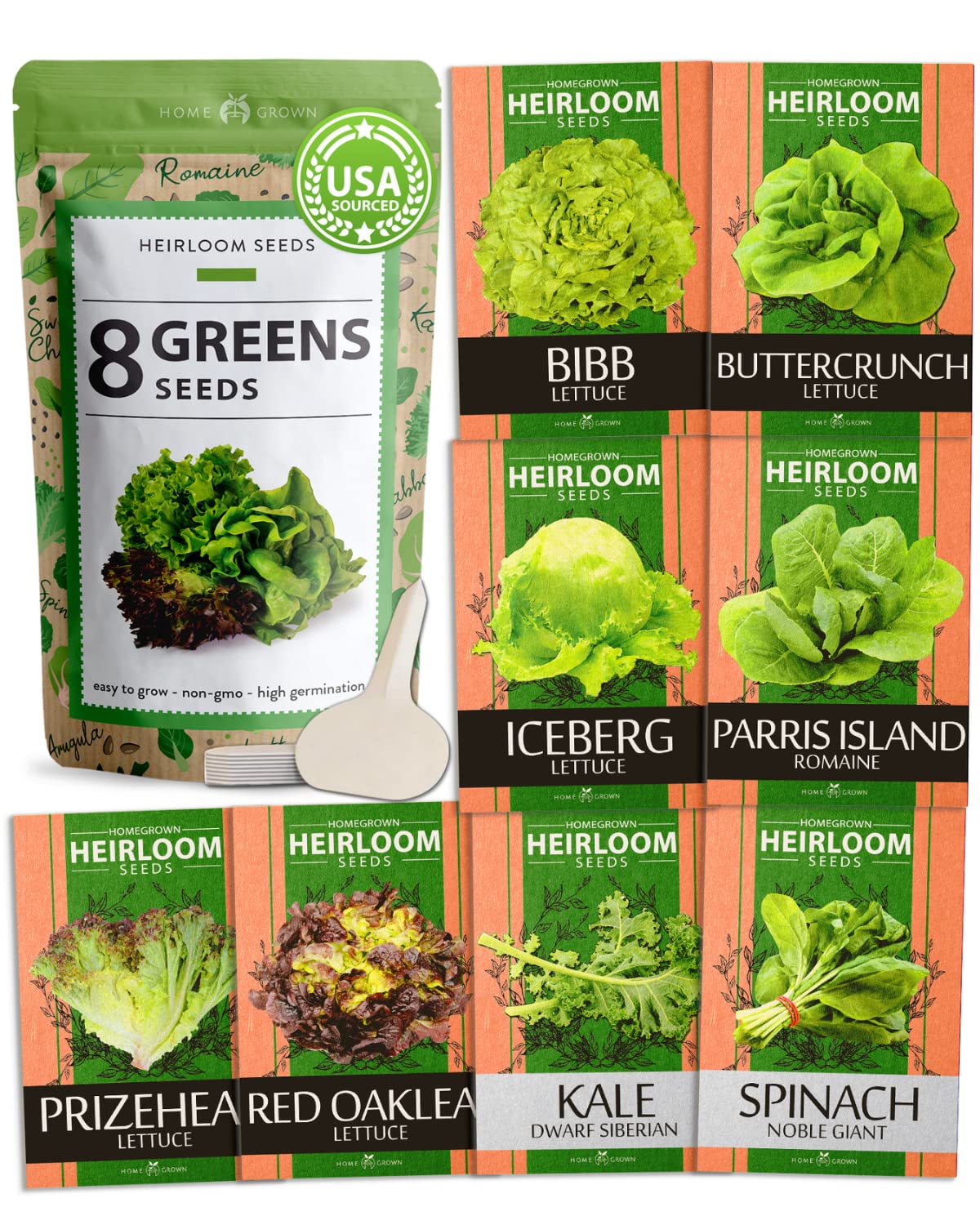 Lettuce & Salad Greens Seed Vault - 4,000+ Non-Gmo Vegetable Seeds For Outdoors Or Indoors - Romaine, Iceberg Lettuce Seeds For