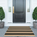 Kimode Striped Fall Outdoor Rug Decor 27.5X43 Inches, Black And Khaki Front Porch Rug,Reversible Washable Front Door Mats,Hand W