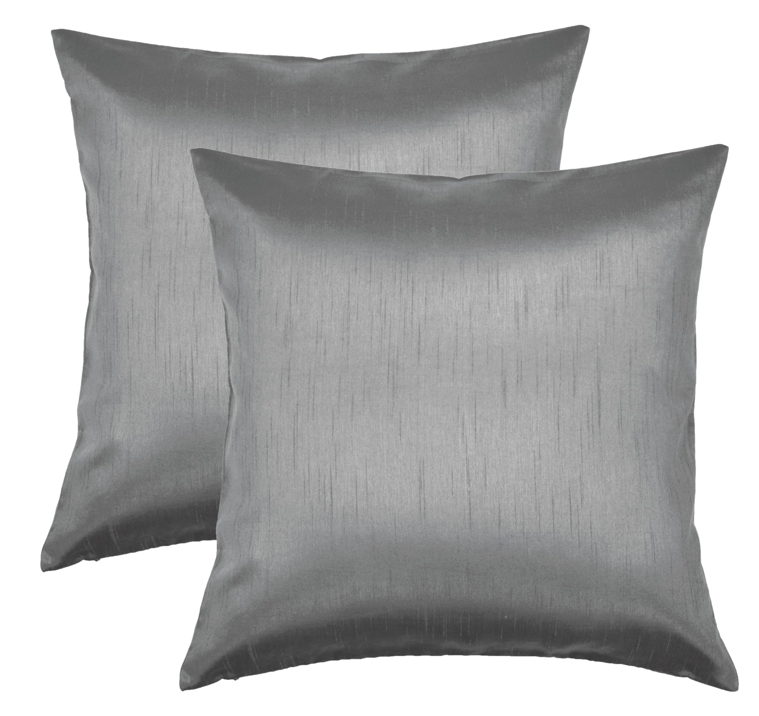 Aiking Home 24X24 Inches Faux Silk Square European Shams, Zipper Closure, Charcoal (Set Of 2)