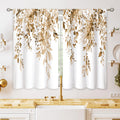 Oolygoo Eucalyptus Botanical Leaves Floral Kitchen Window Curtains Over Sink Farmhouse Flower Leaf Small Window Treatment Tan Fl