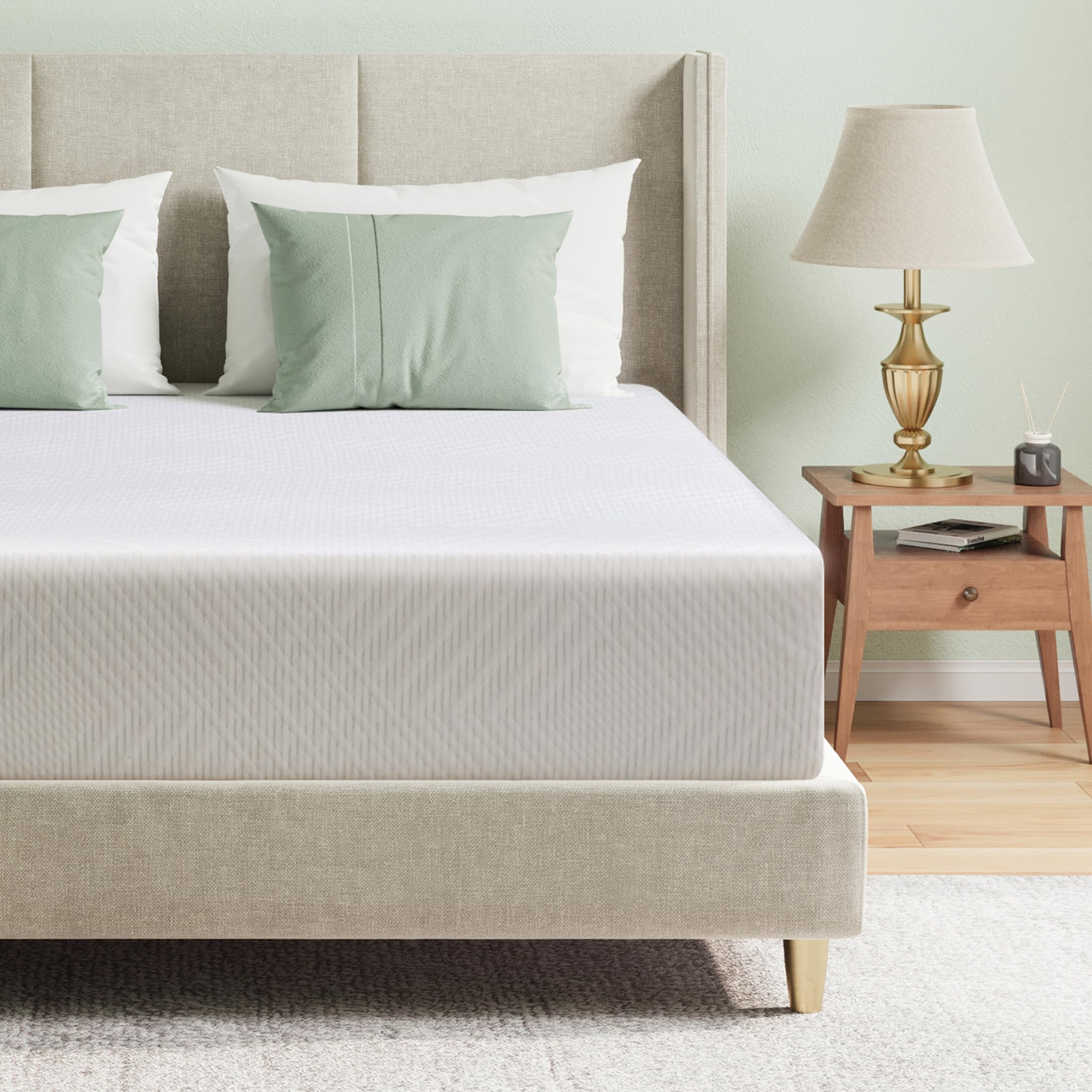 Twin Mattress in a Box, 12 inch Mattresses Made in USA for Kids Bed Single Size Daybed Individual Bunk, Green Tea Memory Foam Ma