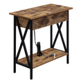 Convenience Concepts Tucson Flip Top End Table with Charging Station and Shelf, 23.75L x 11.25W x 24H, Barnwood/Black