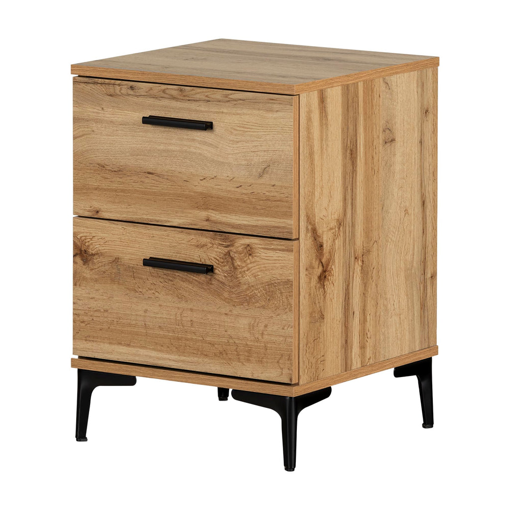 South Shore Slendel 2-Drawer Side Table with Metal Legs, Nordik Oak