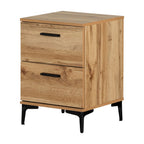 South Shore Slendel 2-Drawer Side Table with Metal Legs, Nordik Oak