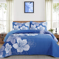 Djy Blue Quilt Set Queen 3 Pieces Botanical Floral Quilt Summer Bedding Set Gradient Soft Boho Bedspread With 2 Pillow Shams Lig