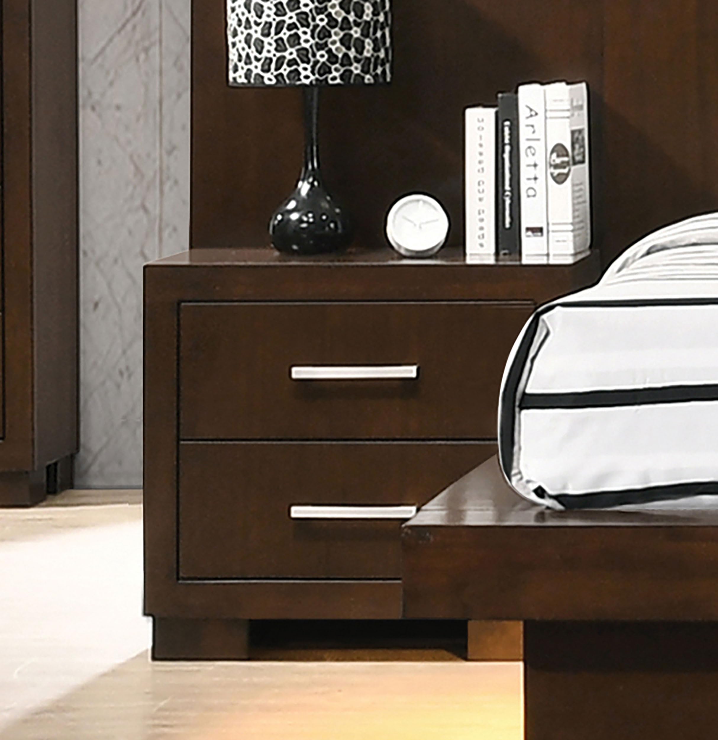 Coaster Home Furnishings Jessica Contemporary Wood 2-Drawer Bedroom Nightstand Bedside Table Organizer Unit Cappuccino 200712