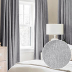 Total Blackout Grey Linen Curtains Panels For Bedroom, Casual Farmhouse Burlap Textured Room Darkening Window Treatment Set Ener