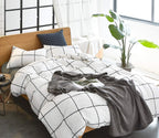 Clothknow White Plaid Comforter Set Full 3Pcs White Black Bedding Comforter Sets Checker Comforter Full Size White Black Comfort