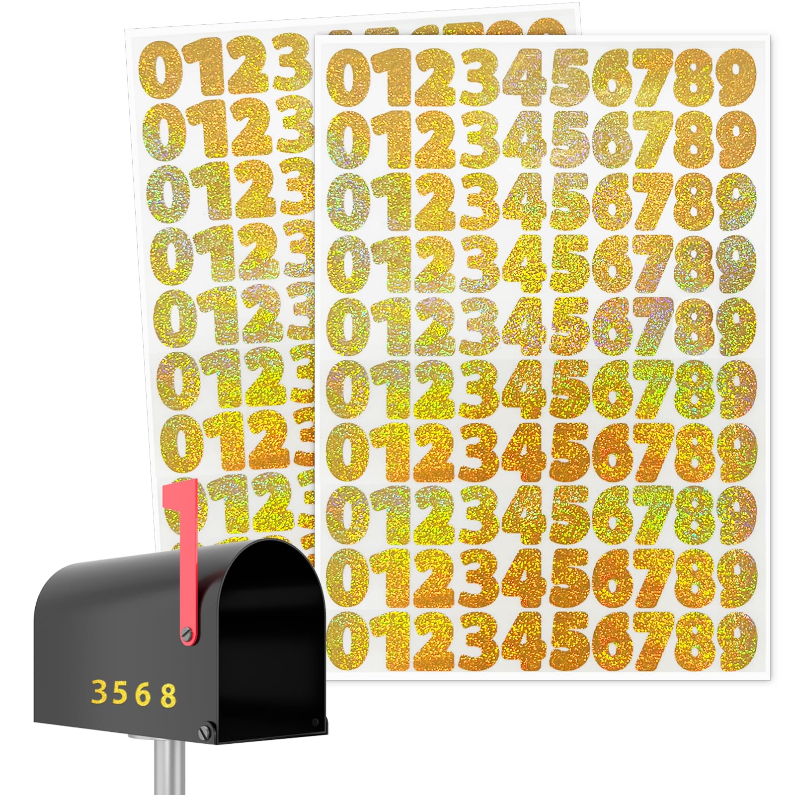 Starliboo 1000 Pcs Number Stickers, 0.5' Waterproof Vinyl Number Stickers, Consecutive Number 0-9 Labels Self-Adhesive Without