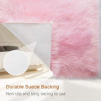 Lochas Soft Fluffy Pink Faux Fur Rugs For Bedroom Bedside Rug 4X6 Feet, Washable, Furry Sheepskin Area Rug For Living Room Girls