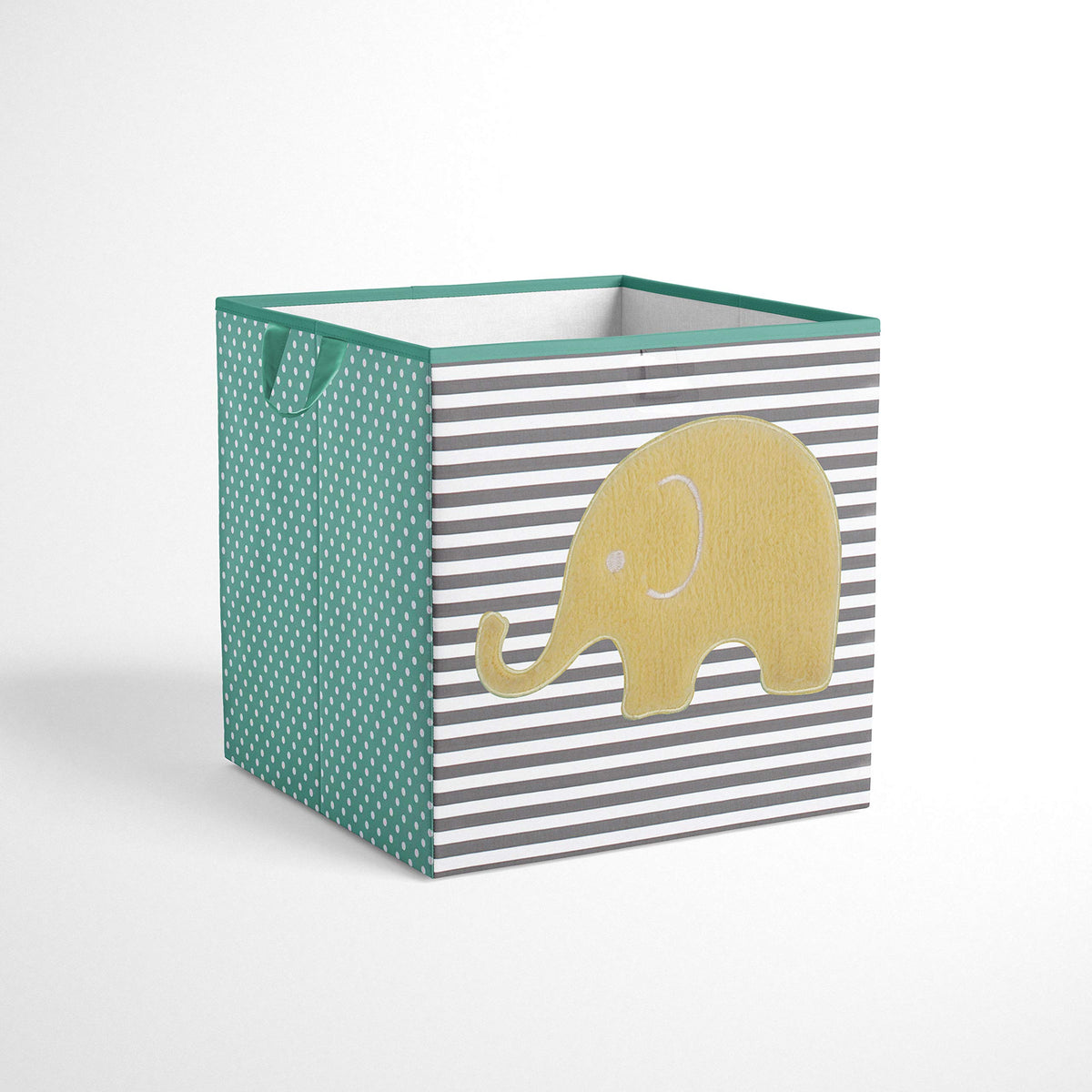 Bacati Elephants Unisex Fabric Storage Box/Tote, Mint/Yellow/Grey