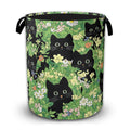 Black Cat Lawn Collapsible Laundry Basket with Handles, Large Capacity Clothes Hamper, Waterproof Oxford Cloth Storage Basket fo