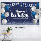 Tatuo Happy Birthday Decorations Backdrop, Glitter Birthday Backdrop Sign, Happy Birthday Banner, Birthday Party Supplies Photo