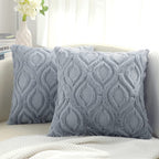 Decoruhome Decorative Throw Pillow Covers 26X26, Soft Plush Faux Wool Couch Pillow Covers For Home, Set Of 2, Blue Grey