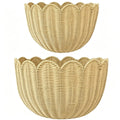 Scalloped Wall Basket 2PCS, Wicker Wall Basket with Hook