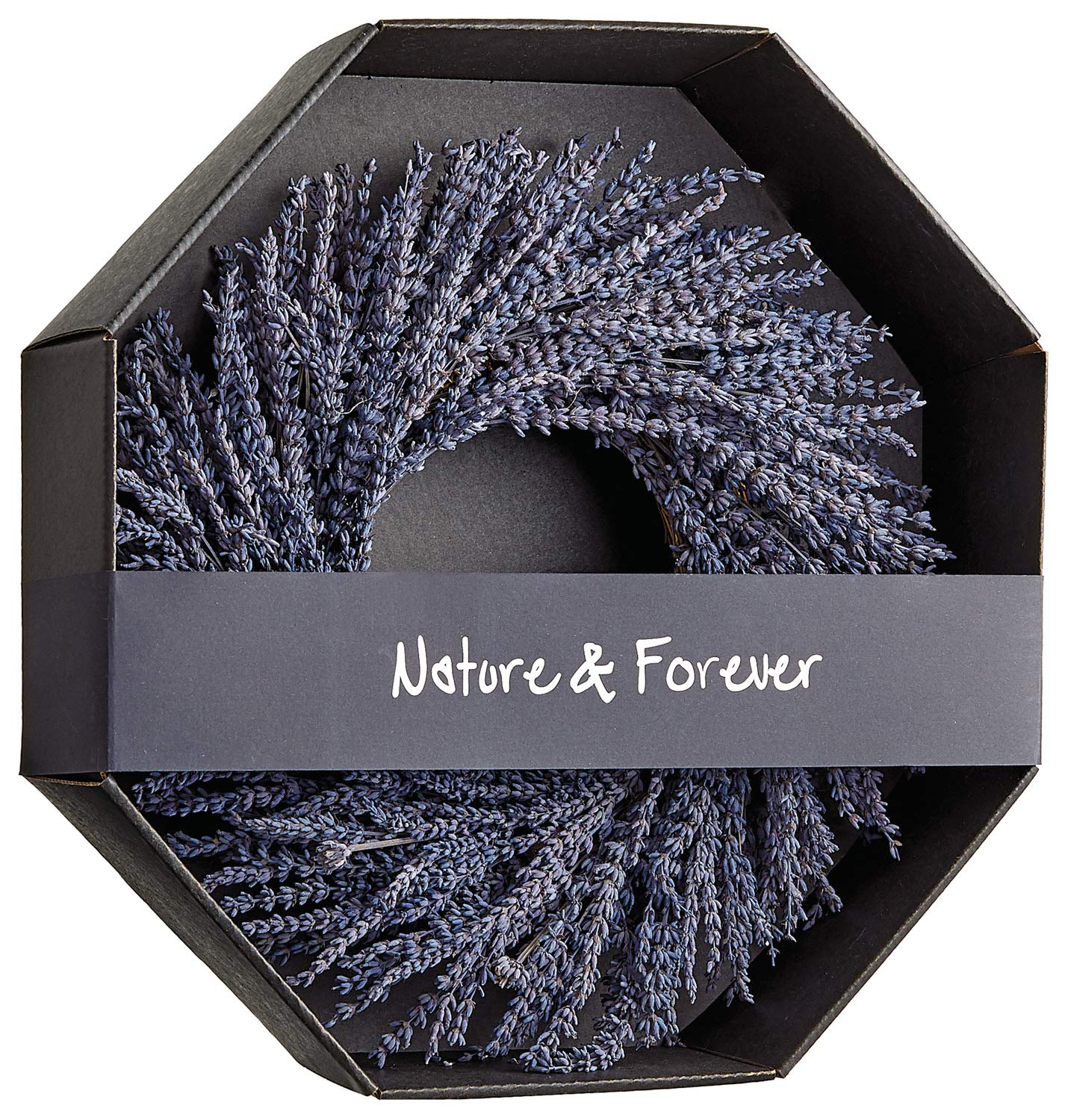 14 Inch Preserved Lavender Natural Wreath, Fragrant Real Lavender Front Door Wreath