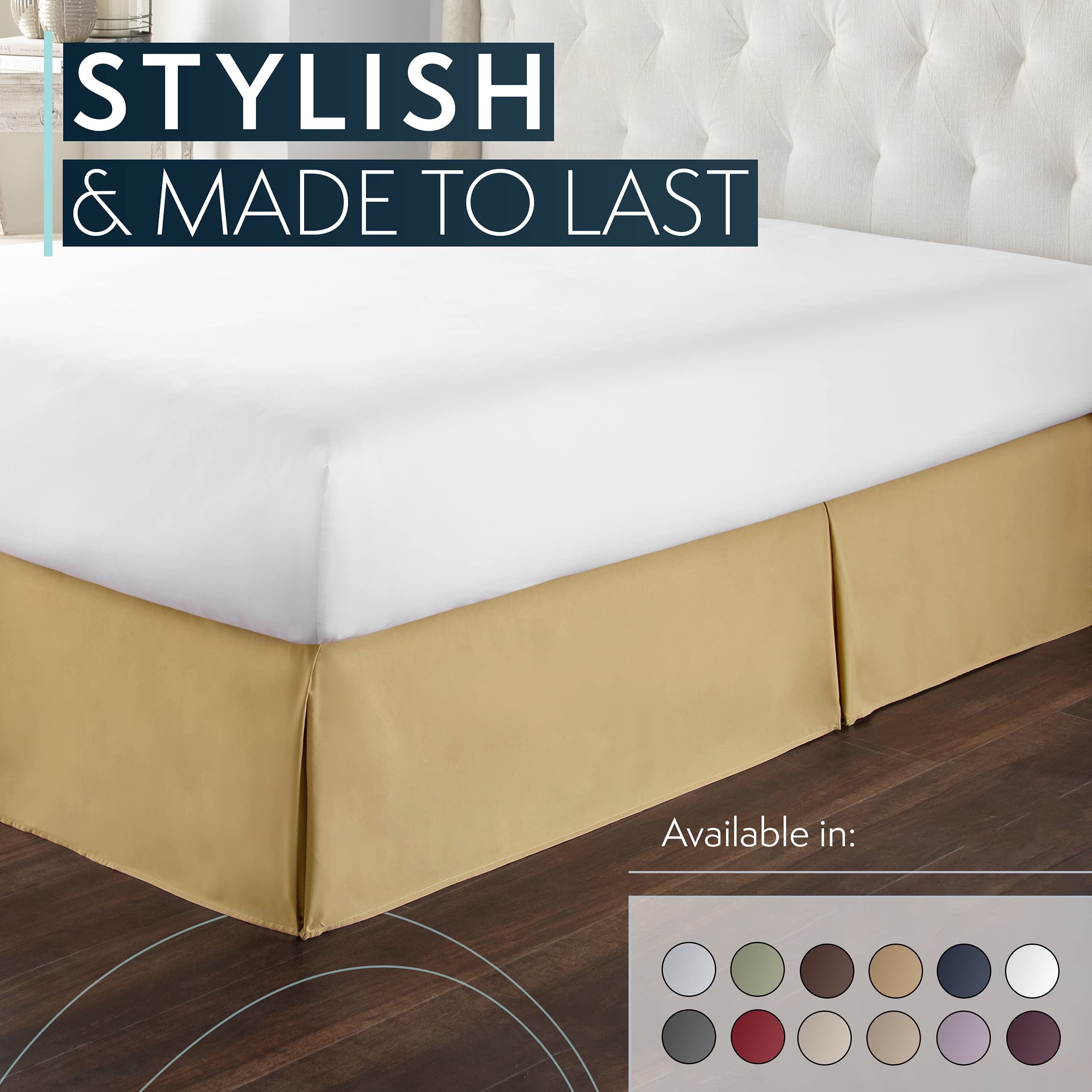 Hc Collection California King Bed Skirt, Soft Microfiber Box Spring Cover, 14' Inch Drop Bed Skirt Twin Bed, Wrinkle & Fade Res