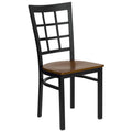 Flash Furniture HERCULES Series Black Window Back Metal Restaurant Chair - Cherry Wood Seat