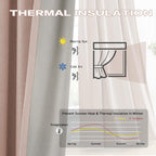 Dualife Pinch Pleated Full Blackout Curtains 108 Inches Long - Thermal Insulated Back Tab Blackout Curtains Panels For Girls Roo